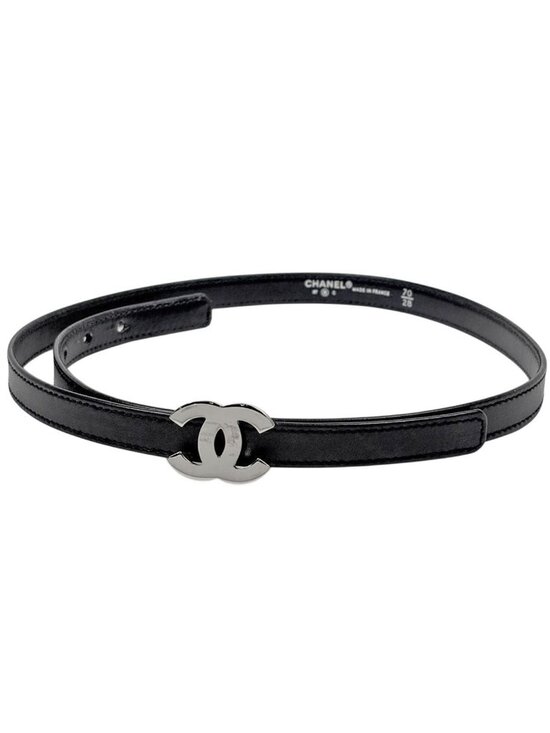 Chanel CC Logo Belt 97 Leather Black